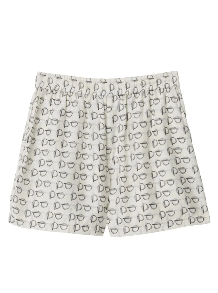 TOGGLE-PRINT SILK SHORTS